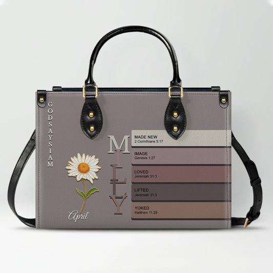 Uncover the sacred meaning of your name - Custom Name & Month Flower - Personalized Leather Handbag - 01181125