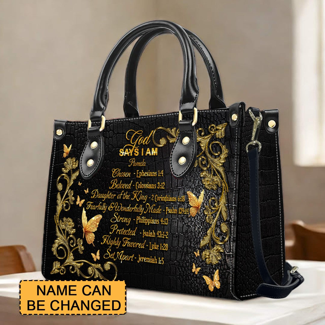 Personalized Leather Handbag with Custom Name & Bible Verse - Personalized Christian Leather Handbag & Wallet Set | ™
