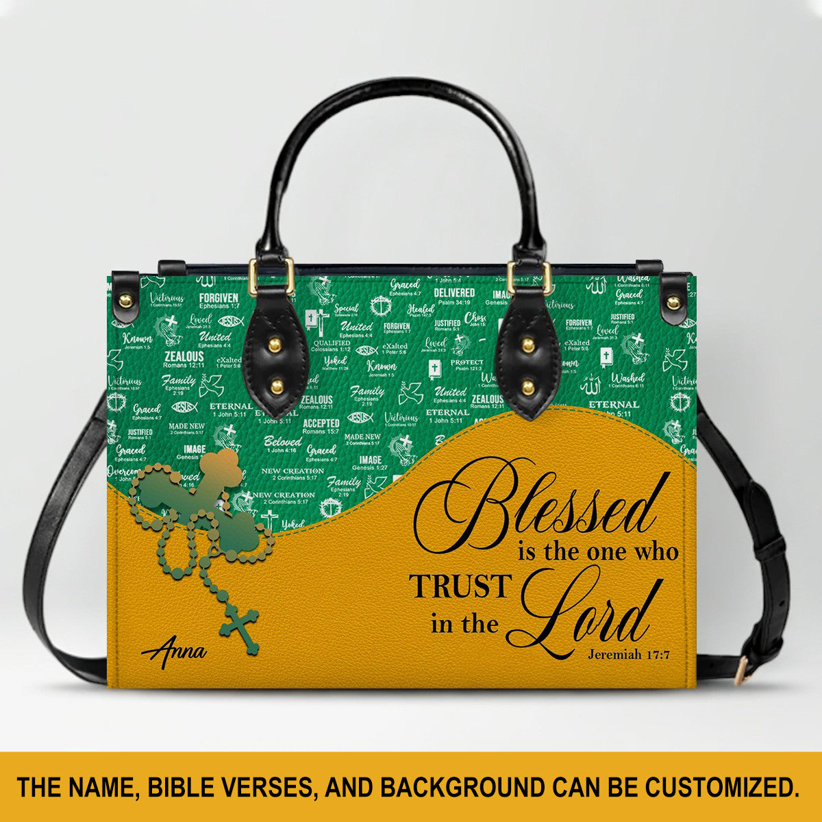 Personalized Leather Handbag with Custom Name & Bible Verse – Christian Gift