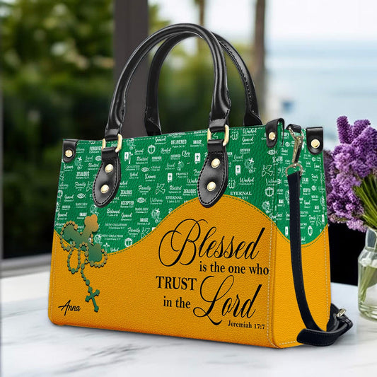 Personalized Leather Handbag with Custom Name & Bible Verse – Christian Gift