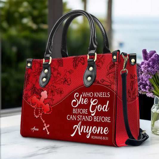 Personalized Leather Handbag with Bible Verse – Christian Gift by