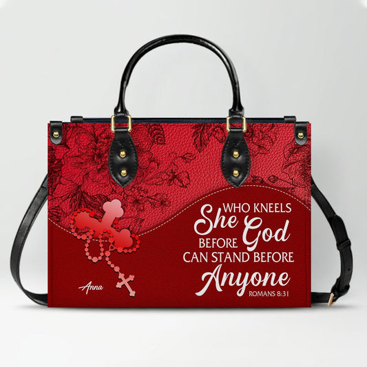 Personalized Leather Handbag with Bible Verse – Christian Gift by