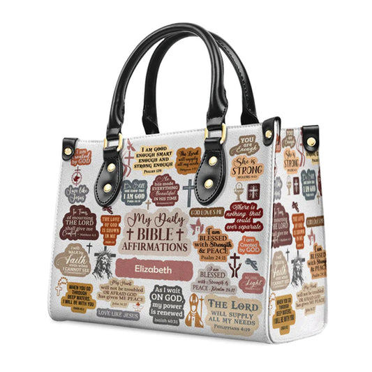 My Daily Bible Affirmation Leather Handbag, Personalized Bags, Gifts for Women, Christmas Gift, CABLTB01170923.