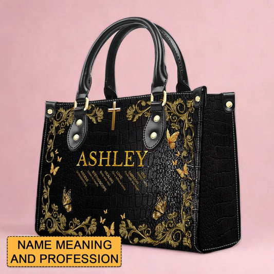 Personalized Leather Handbag for Teachers - Custom Name & Career Acrostic Alphabet Gift