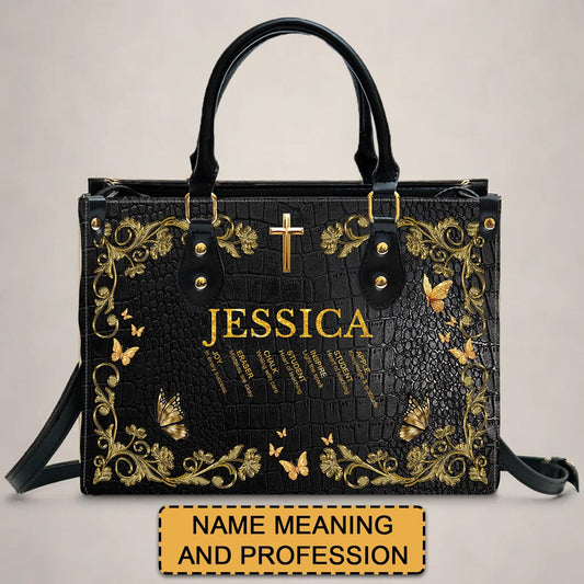 Personalized Leather Handbag for Teachers - Custom Name & Career Acrostic Alphabet Gift