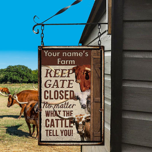 uni Customized Name TX LONGHORN CATTLE LOVERS KEEP GATE CLOSED All Printed 3D Metal Sign