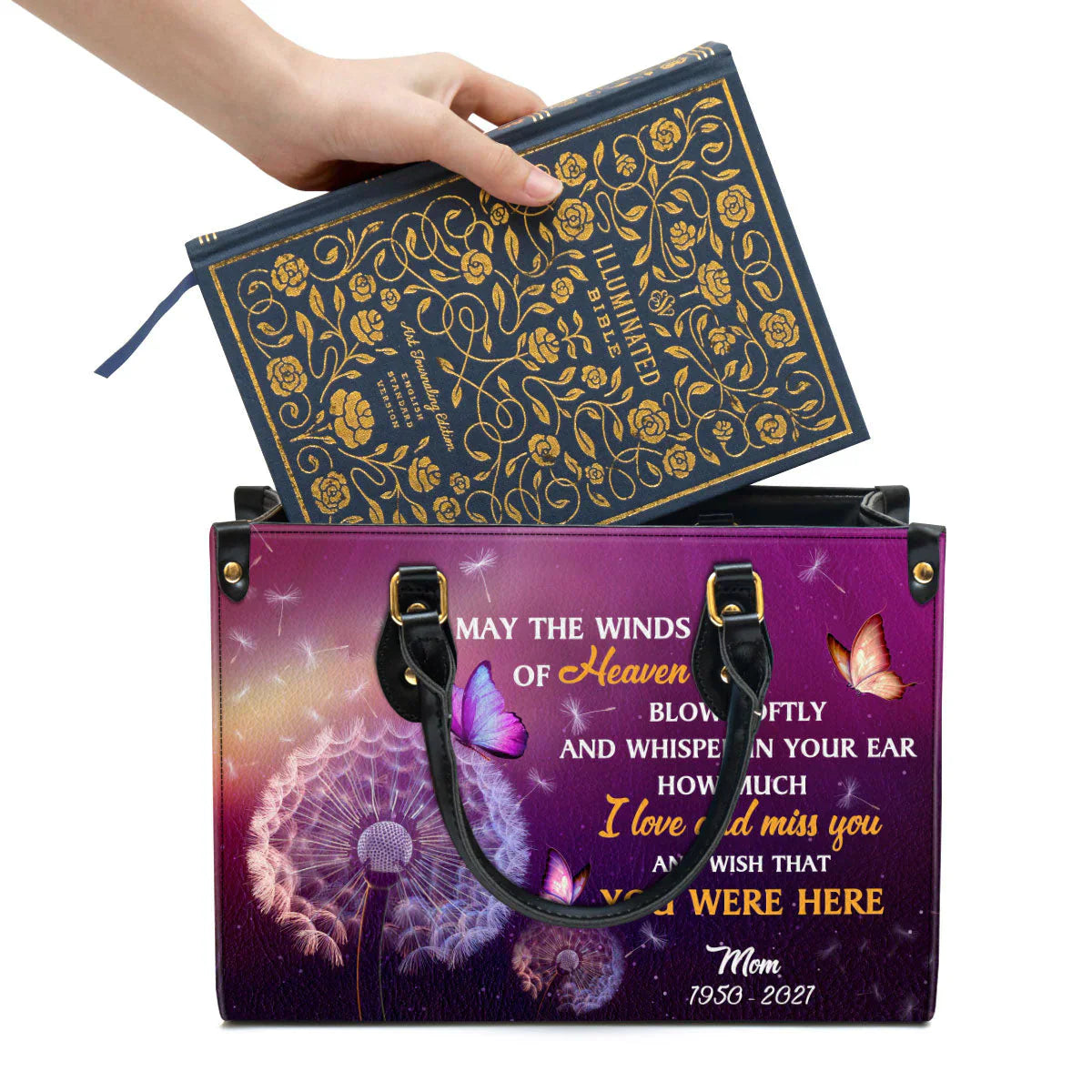I Love And Miss You Memorial Leather Bags, Personalized Bags, Gifts for Women, Christmas Gift, CABLTB01300723.