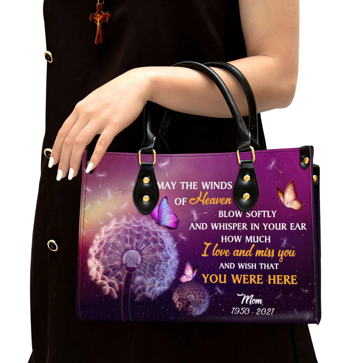I Love And Miss You Memorial Leather Bags, Personalized Bags, Gifts for Women, Christmas Gift, CABLTB01300723.