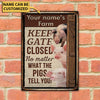 uni Customized Name PIG LOVERS KEEP GATE CLOSED All Printed 3D Metal Sign