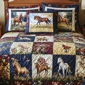 Prairie Horse 3-Piece Quilted Bedding Set