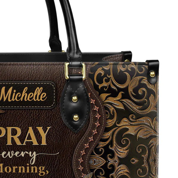 Pray Every Morning Dragonfly Leather Handbag, Handbag Design, Personalized Leather Handbag, Gifts for Women, CABLTB02271123.