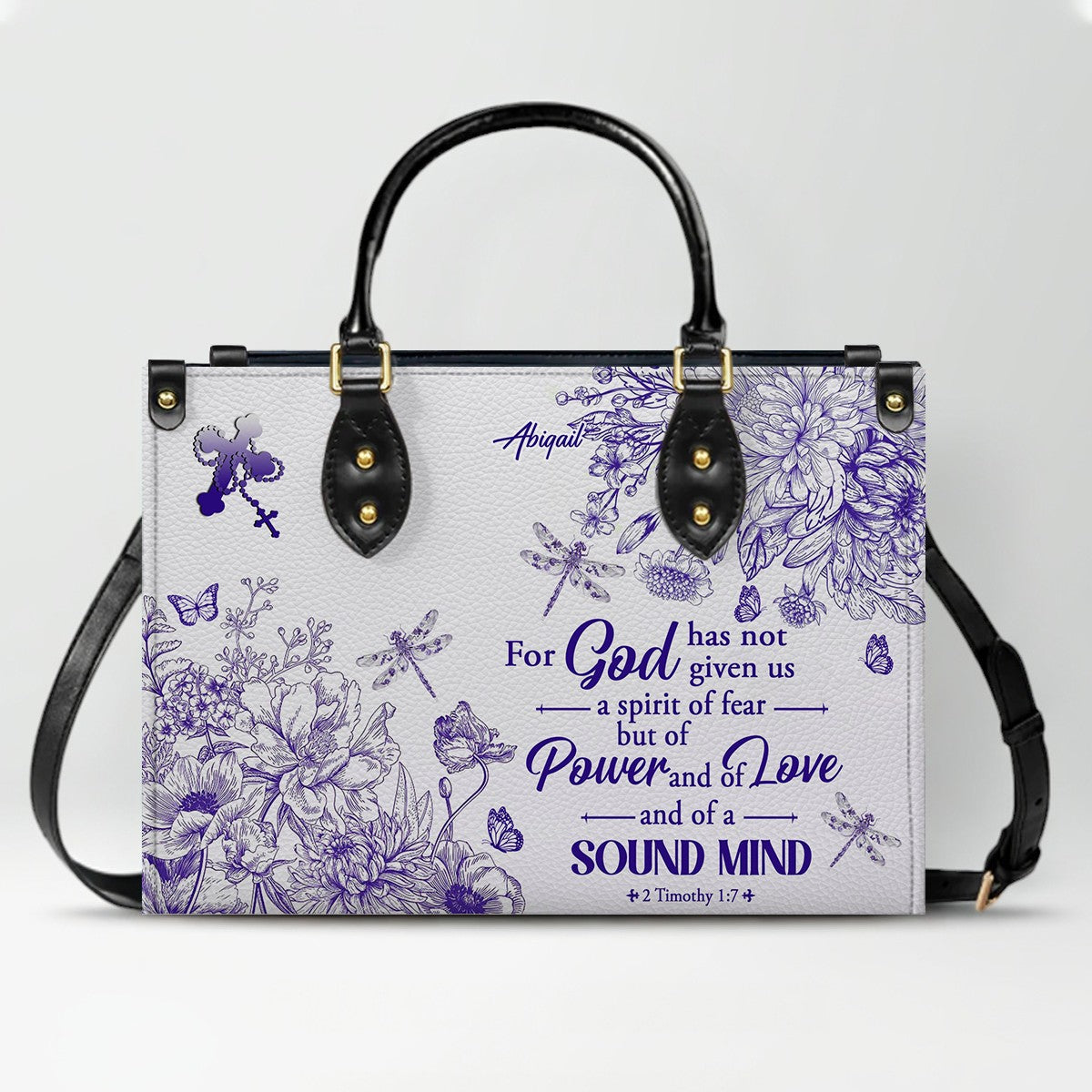 Personalized Christian Leather Handbag – Custom Name, Color & Bible Verse |