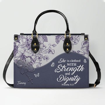 Personalized Leather Handbag with Bible Verses – Custom Christian Purse with Name |