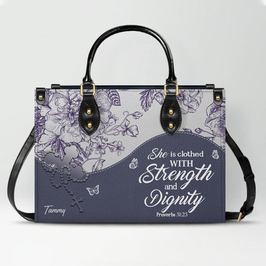 Personalized Leather Handbag with Bible Verses – Custom Christian Purse with Name |