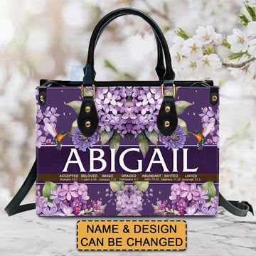  Uncover the sacred meaning of your name - Leather Handbag Purple - Personalized Bags - Gifts for Women - Christmas Gift - CABLTB02271024.