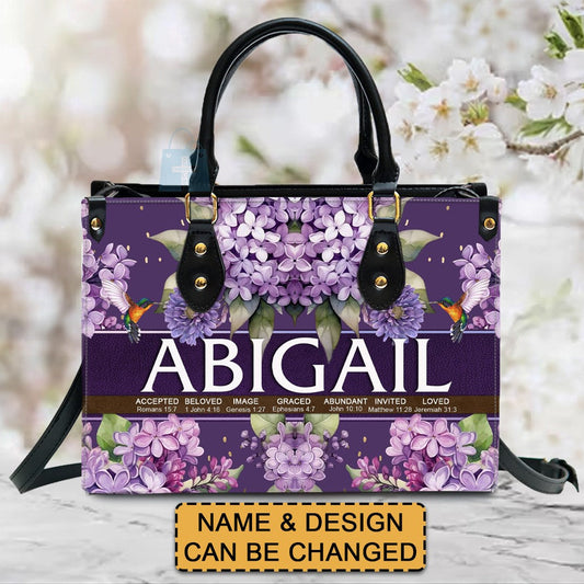  Uncover the sacred meaning of your name - Leather Handbag Purple - Personalized Bags - Gifts for Women - Christmas Gift - CABLTB02271024.