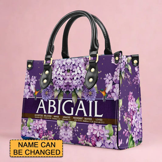  Uncover the sacred meaning of your name - Leather Handbag Purple - Personalized Bags - Gifts for Women - Christmas Gift - CABLTB02271024.