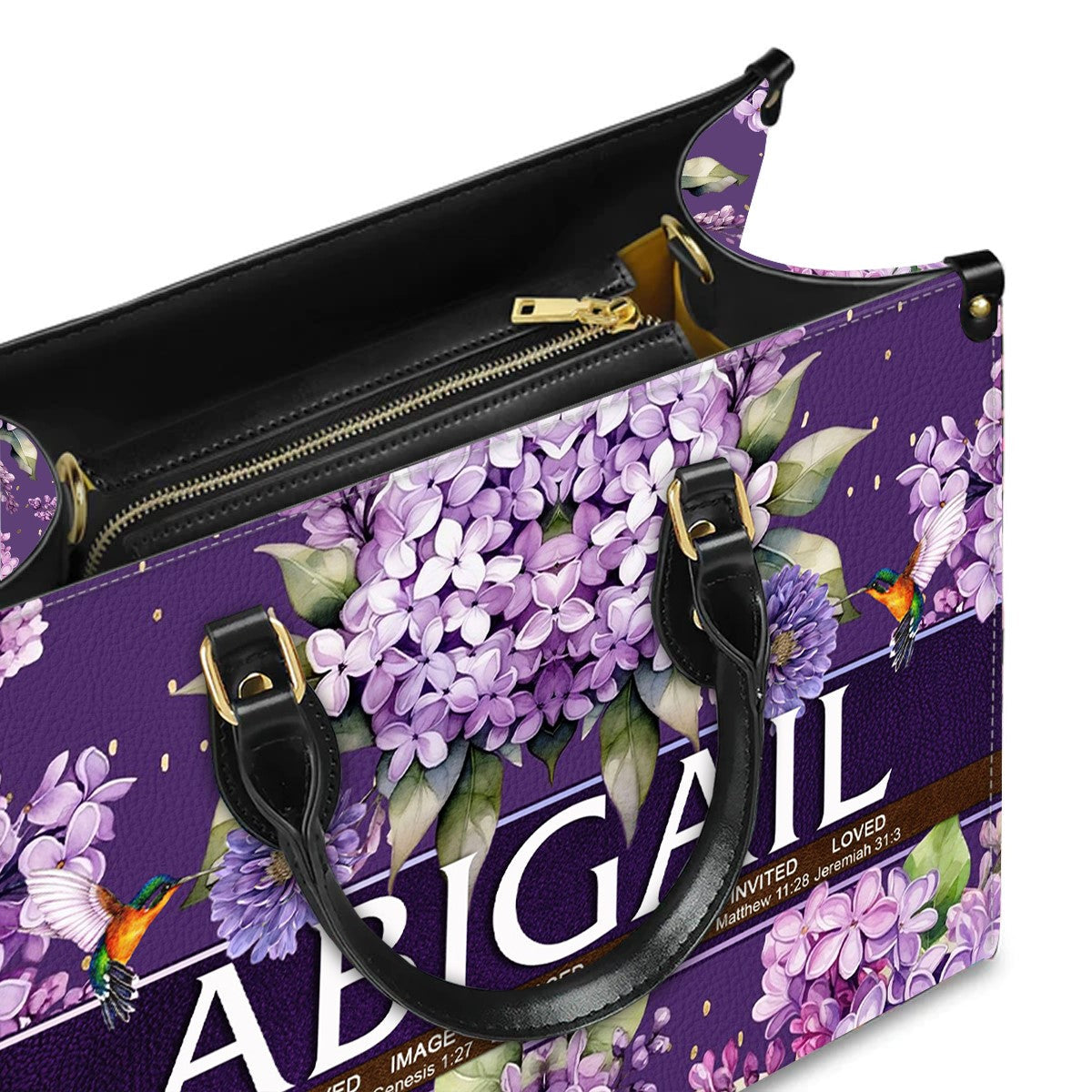  Uncover the sacred meaning of your name - Leather Handbag Purple - Personalized Bags - Gifts for Women - Christmas Gift - CABLTB02271024.