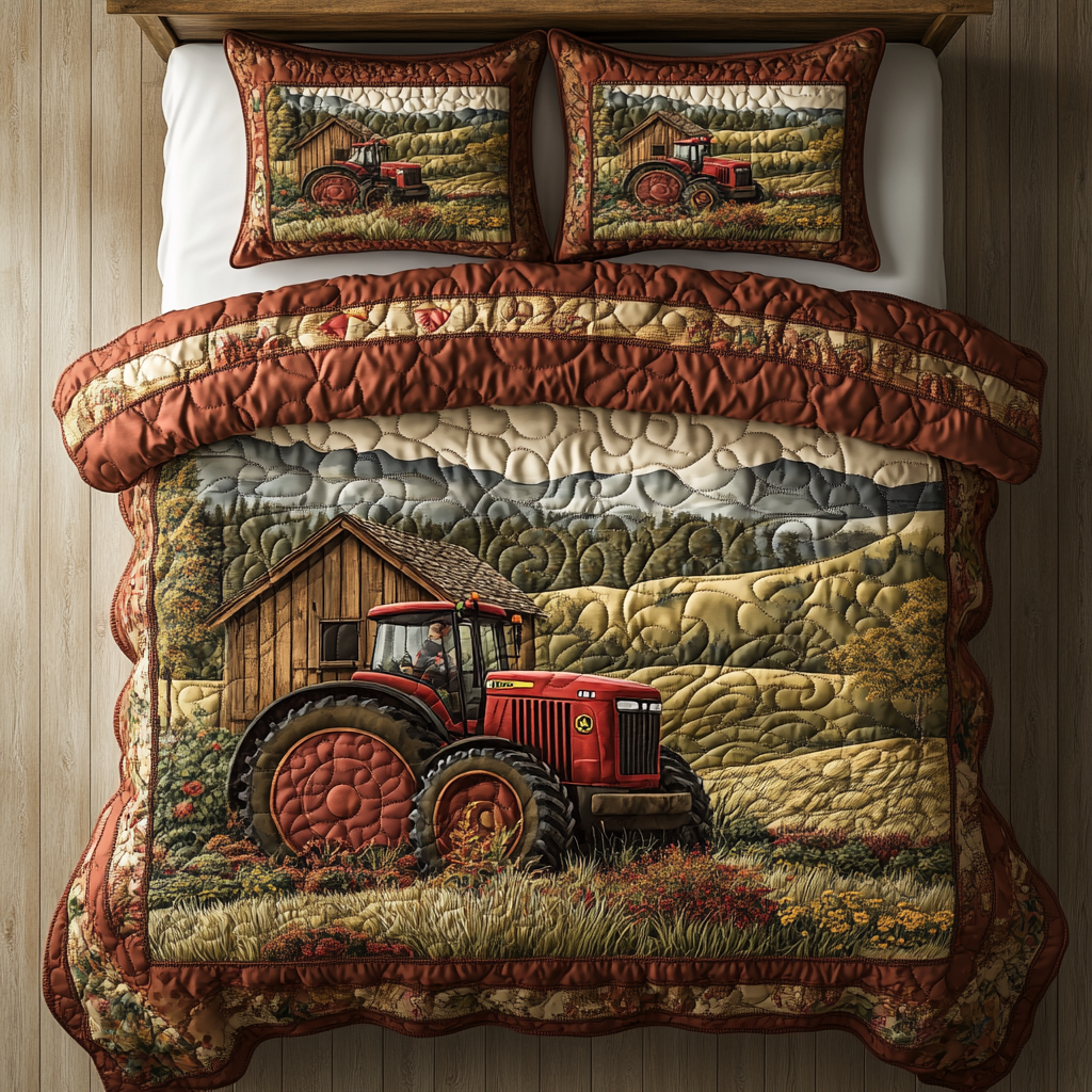 Tractor 3-Piece Quilted Bedding Set NCU0VT139