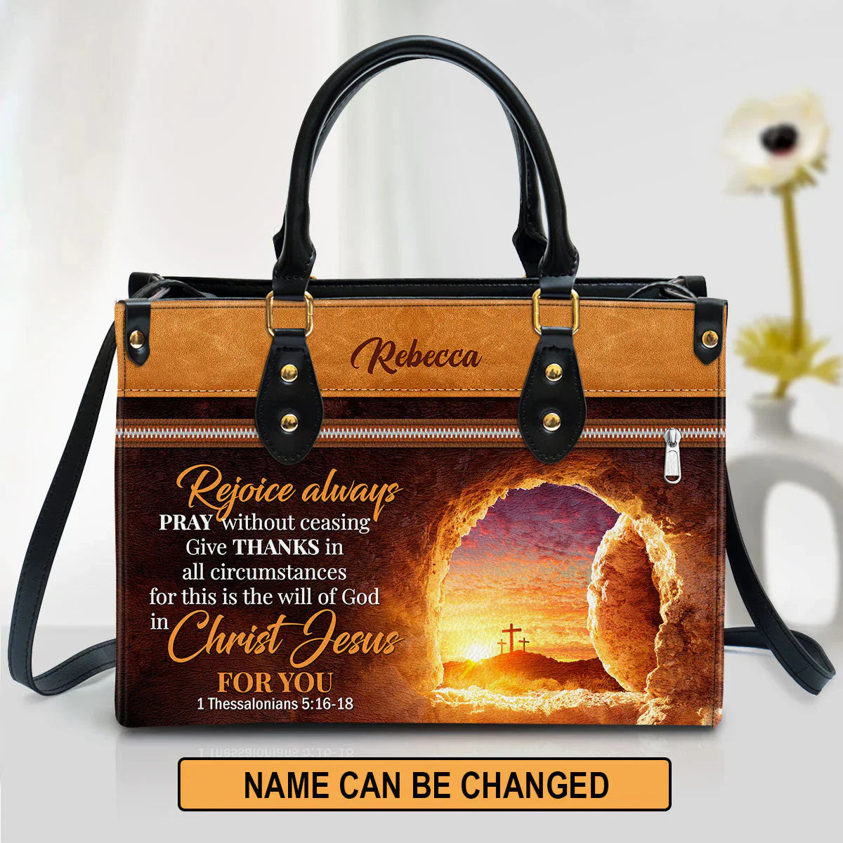 Rejoice Always Pray Without Ceasing Leather Bags, Personalized Bags, Gifts for Women, Christmas Gift, CABLTB01300723.