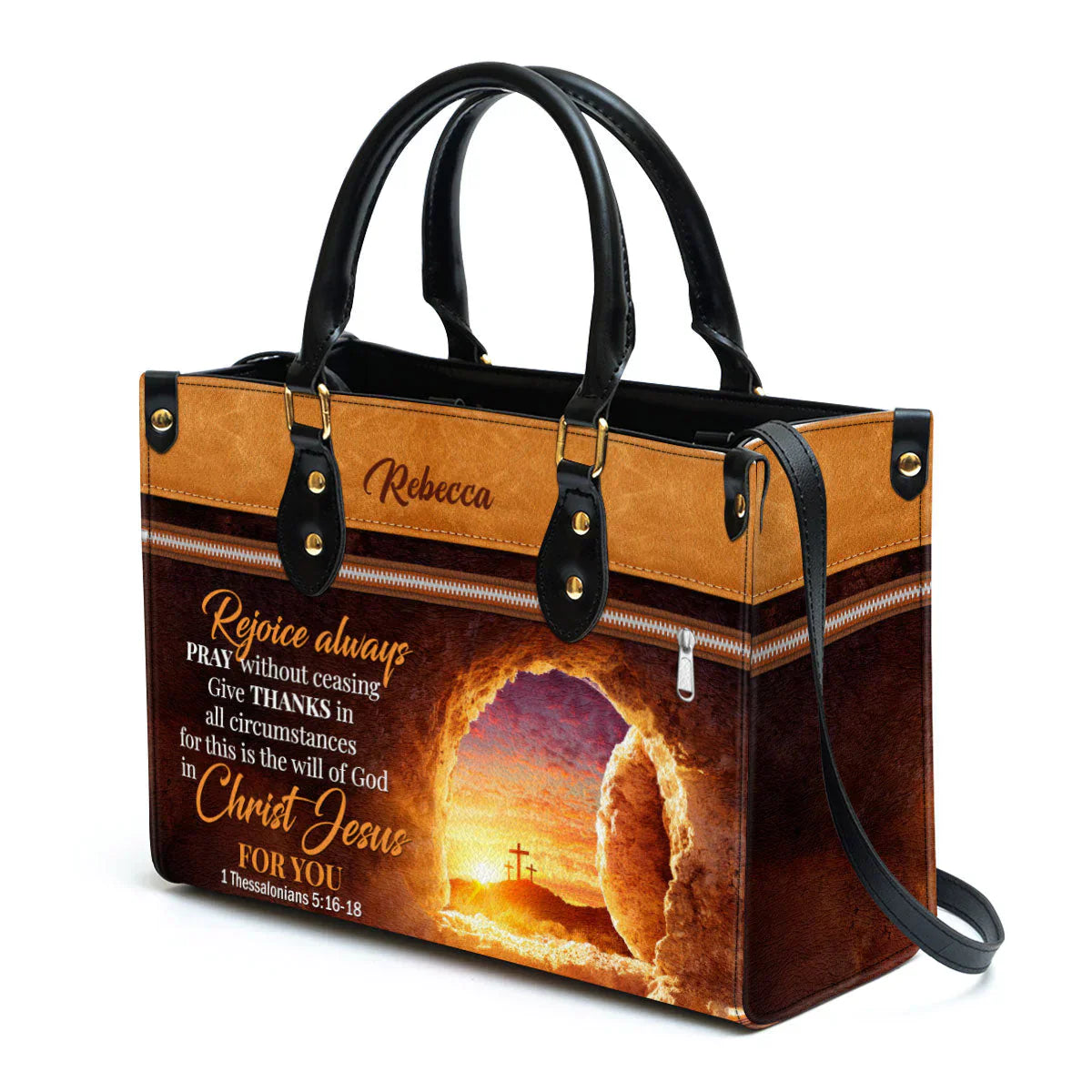 Rejoice Always Pray Without Ceasing Leather Bags, Personalized Bags, Gifts for Women, Christmas Gift, CABLTB01300723.