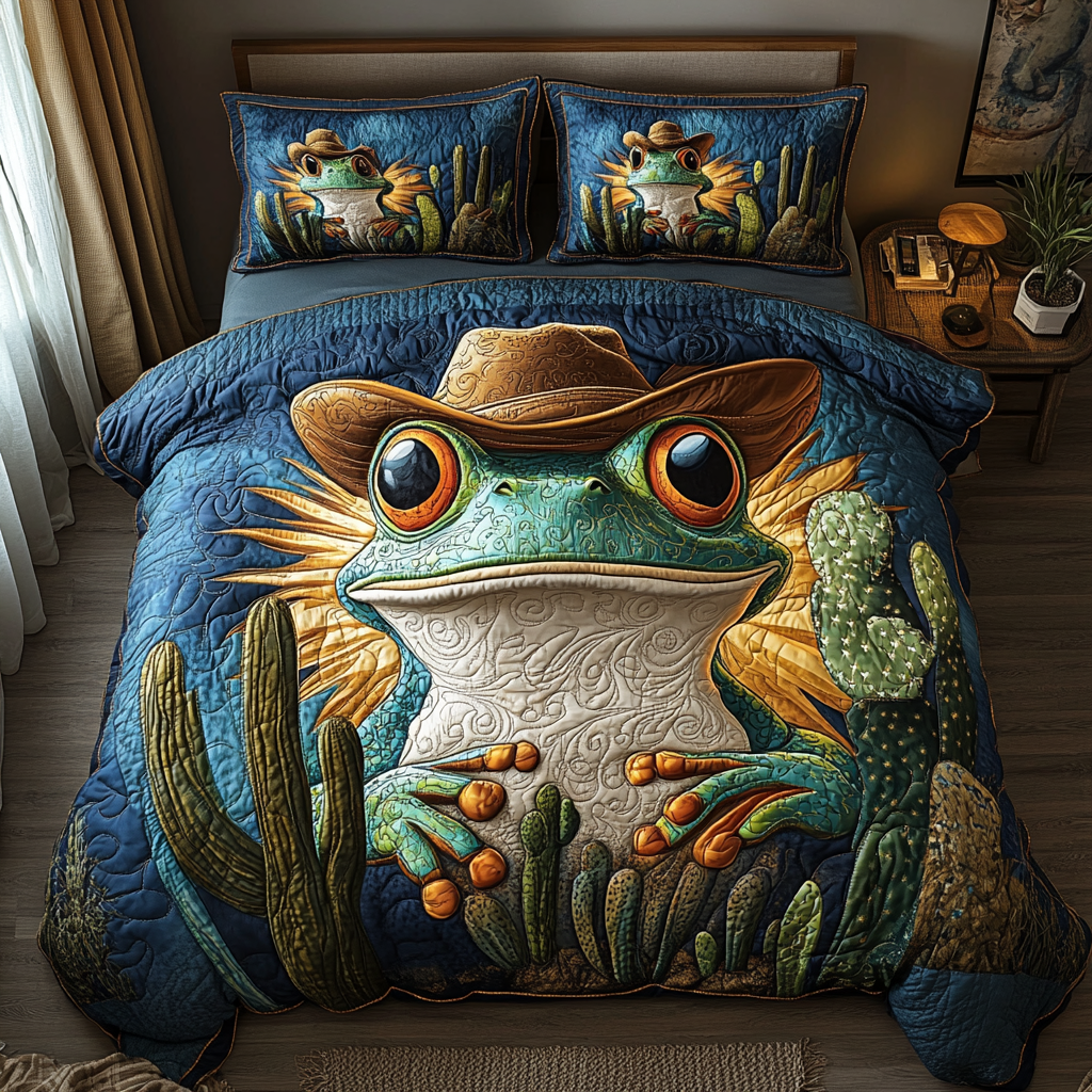 Ribbit Rodeo 3-Piece Quilted Bedding Set NCU0DV5563