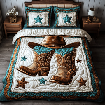 Rodeo Spirit 3-Piece Quilted Bedding Set NCU0DK5132