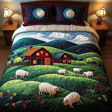 Rolling Hills Barn 3-Piece Quilted Bedding Set NCU0NT4314