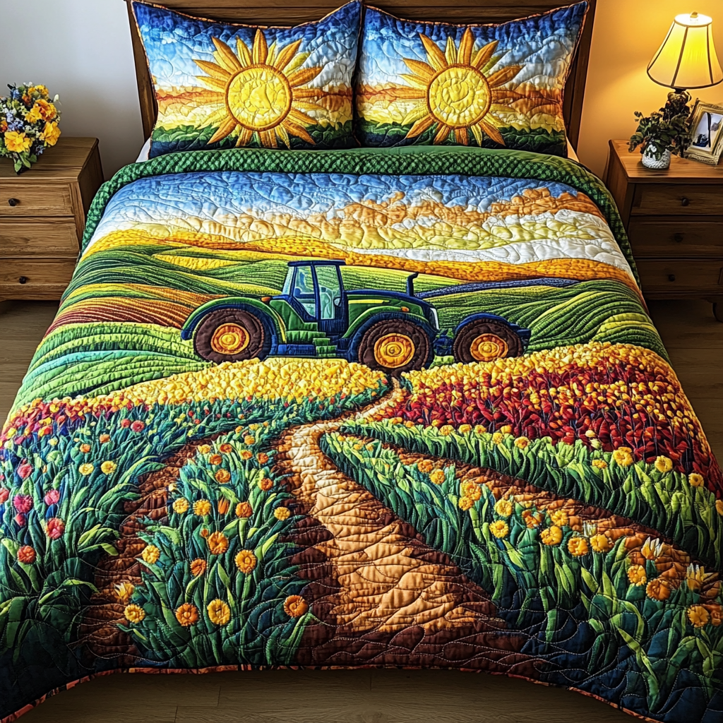 Rural Paradise 3-Piece Quilted Bedding Set NCU0VL2085