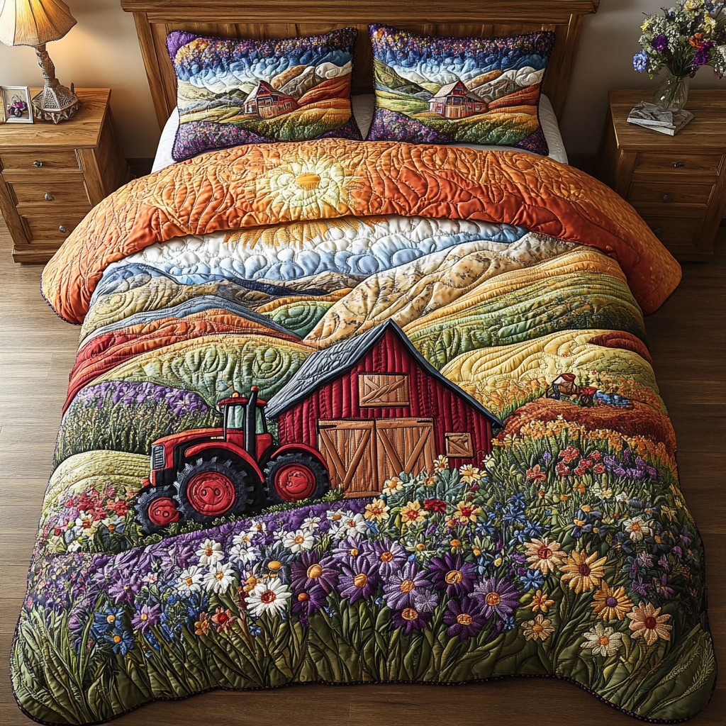 Rural Routes 3-Piece Quilted Bedding Set NCU0DV4635