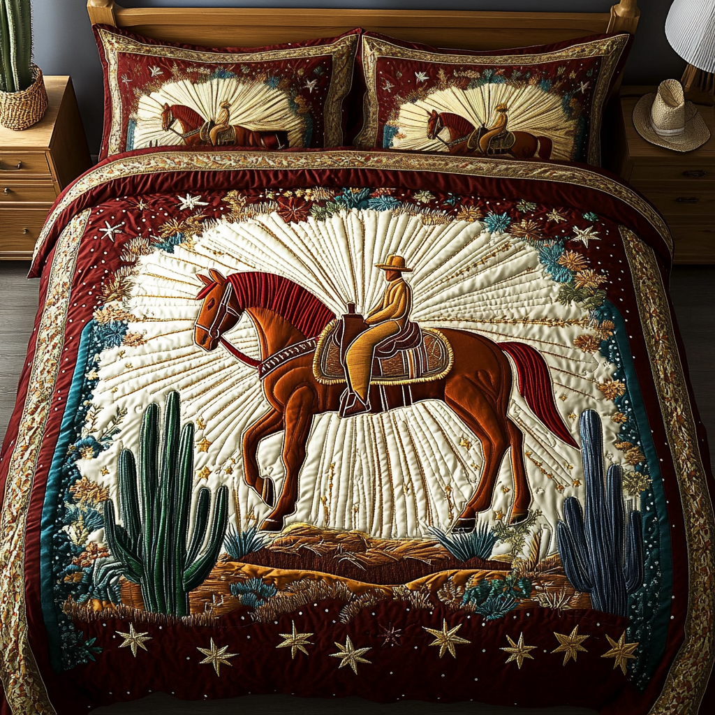Rustic Rodeo 3-Piece Quilted Bedding Set NCU0VH3165