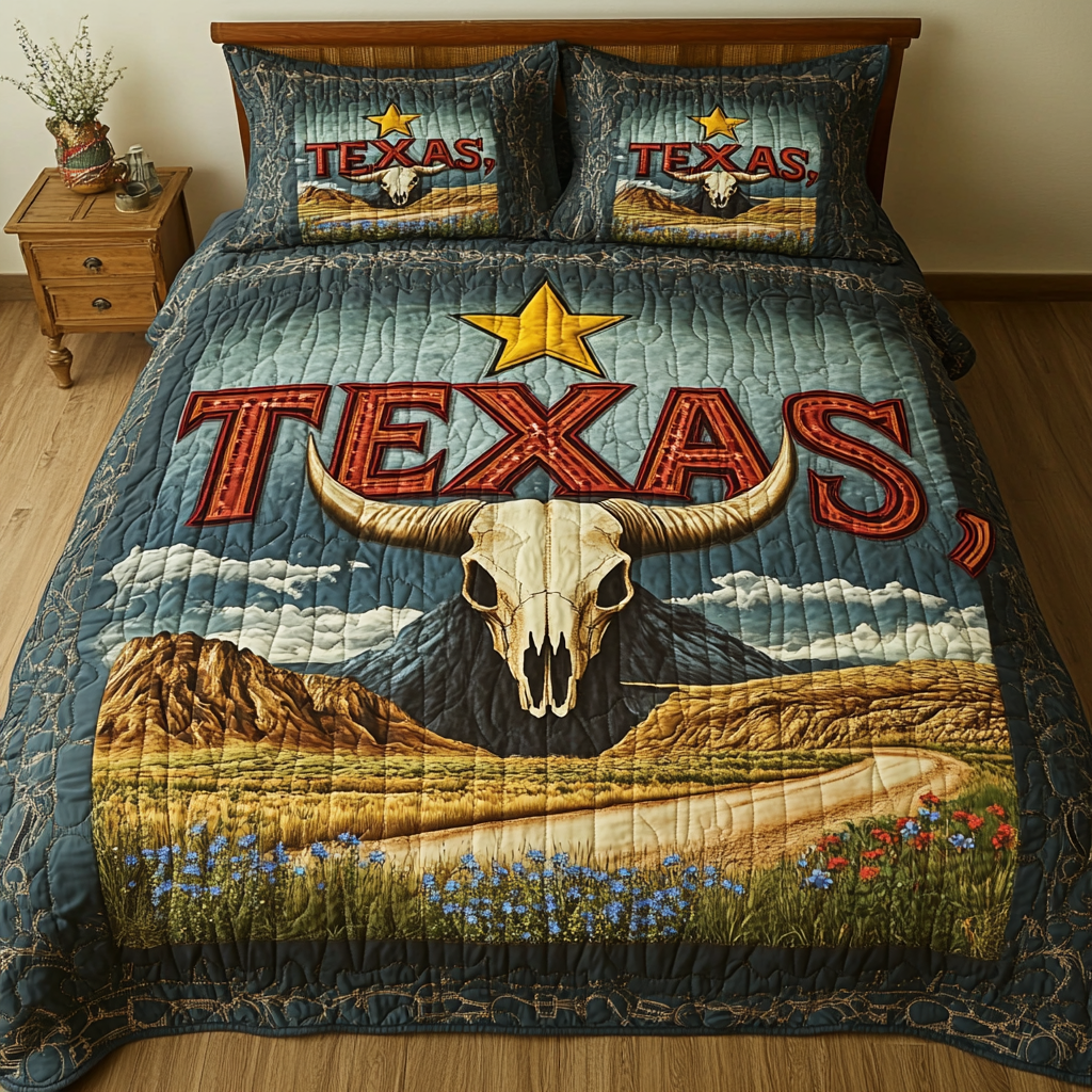 Rustic Texas 3-Piece Quilted Bedding Set NCU0VH4455