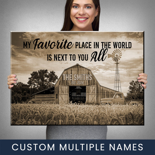 Uni Rusty Truck Sepia Premium Custom Family Name Canvas
