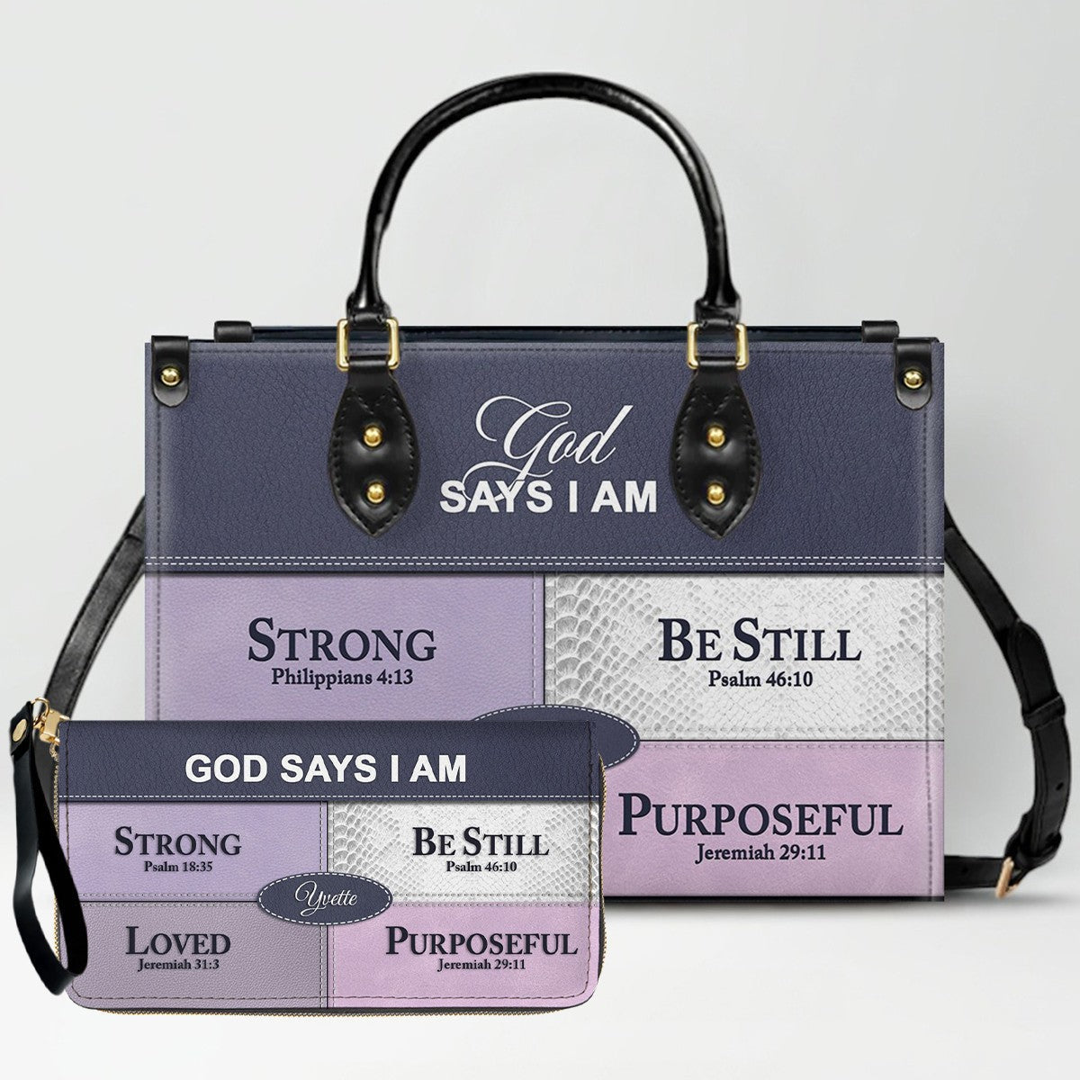 Personalized “God Says I Am” Leather Handbag for Christian Women – Custom Name & Color | 0111825
