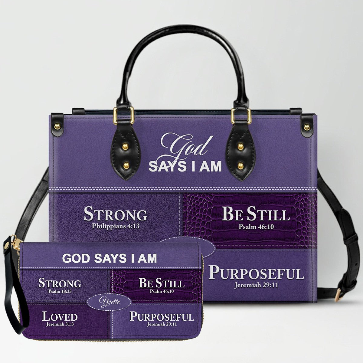 Personalized “God Says I Am” Leather Handbag for Christian Women – Custom Name & Color | 0111825