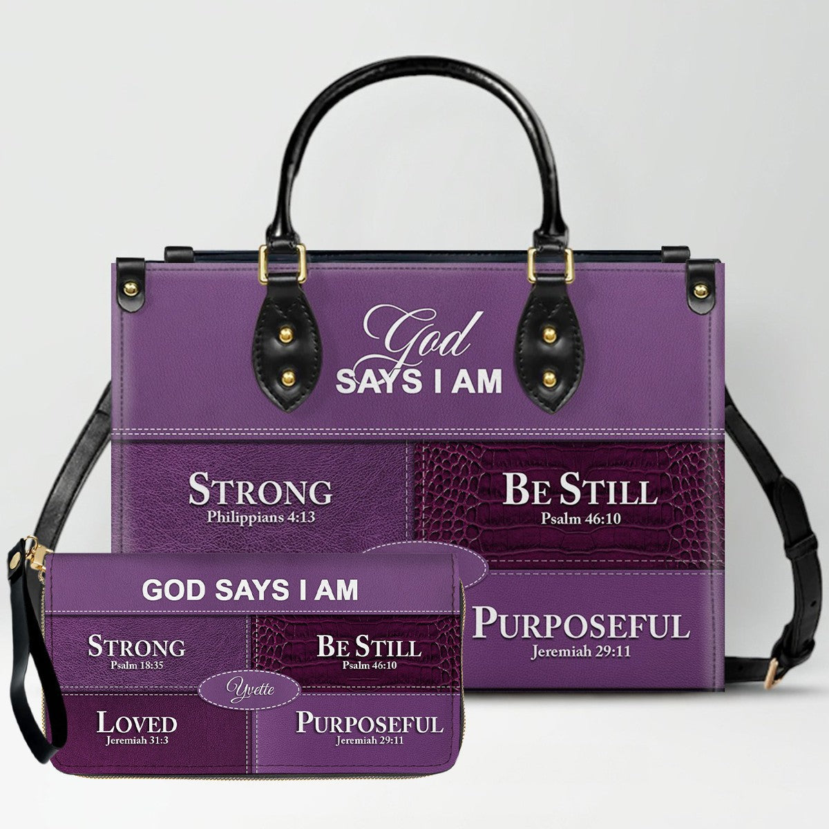 Personalized “God Says I Am” Leather Handbag for Christian Women – Custom Name & Color | 0111825