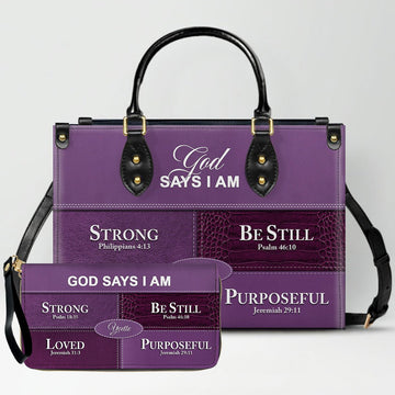 Personalized “God Says I Am” Leather Handbag for Christian Women – Custom Name & Color | 0111825