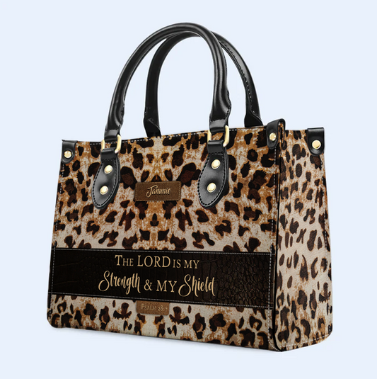 The Lord Is My Strength & My Shield Psalm 28:7 Leather Bags, Personalized Bags, Gifts for Women, Christmas Gift, CABLTB01300723.