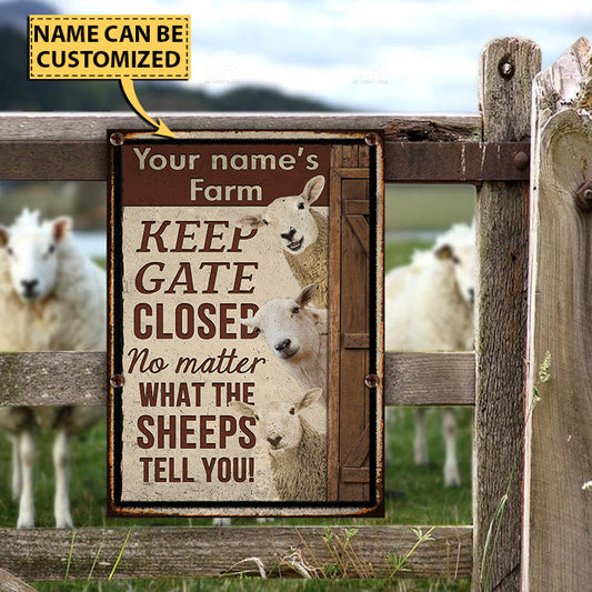 uni Customized Name SHEEP LOVERS KEEP GATE CLOSED All Printed 3D Metal Sign