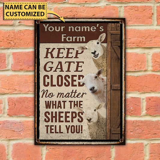 uni Customized Name SHEEP LOVERS KEEP GATE CLOSED All Printed 3D Metal Sign