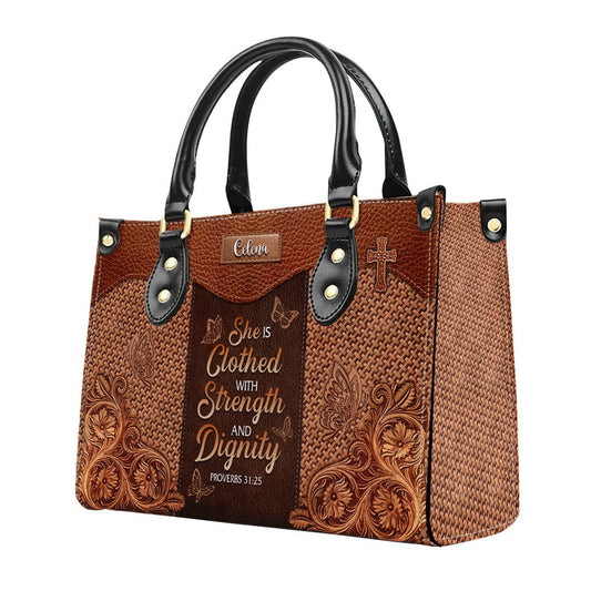 Personalized Leather Handbags – A Statement of Faith & Strength, Handbag Design, Monogram Leather Handbag, Gifts for Women, CABLTB012425
