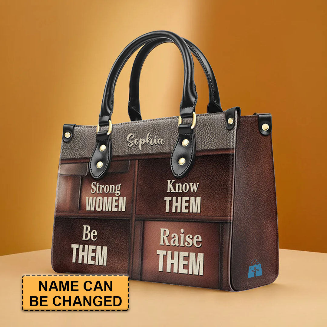 Strong Women Personalized Leather Handbag by – Empowerment in Style - CABLTHB21020424.