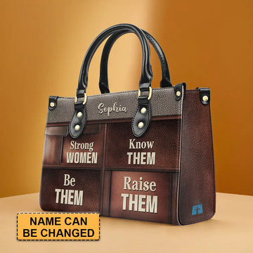 Strong Women Personalized Leather Handbag by – Empowerment in Style - CABLTHB21020424.