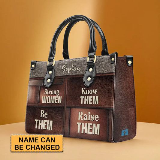 Strong Women Personalized Leather Handbag by – Empowerment in Style - CABLTHB21020424.