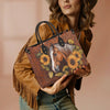 Uni Personalized Horse Sunflower Leather Handbag For Woman