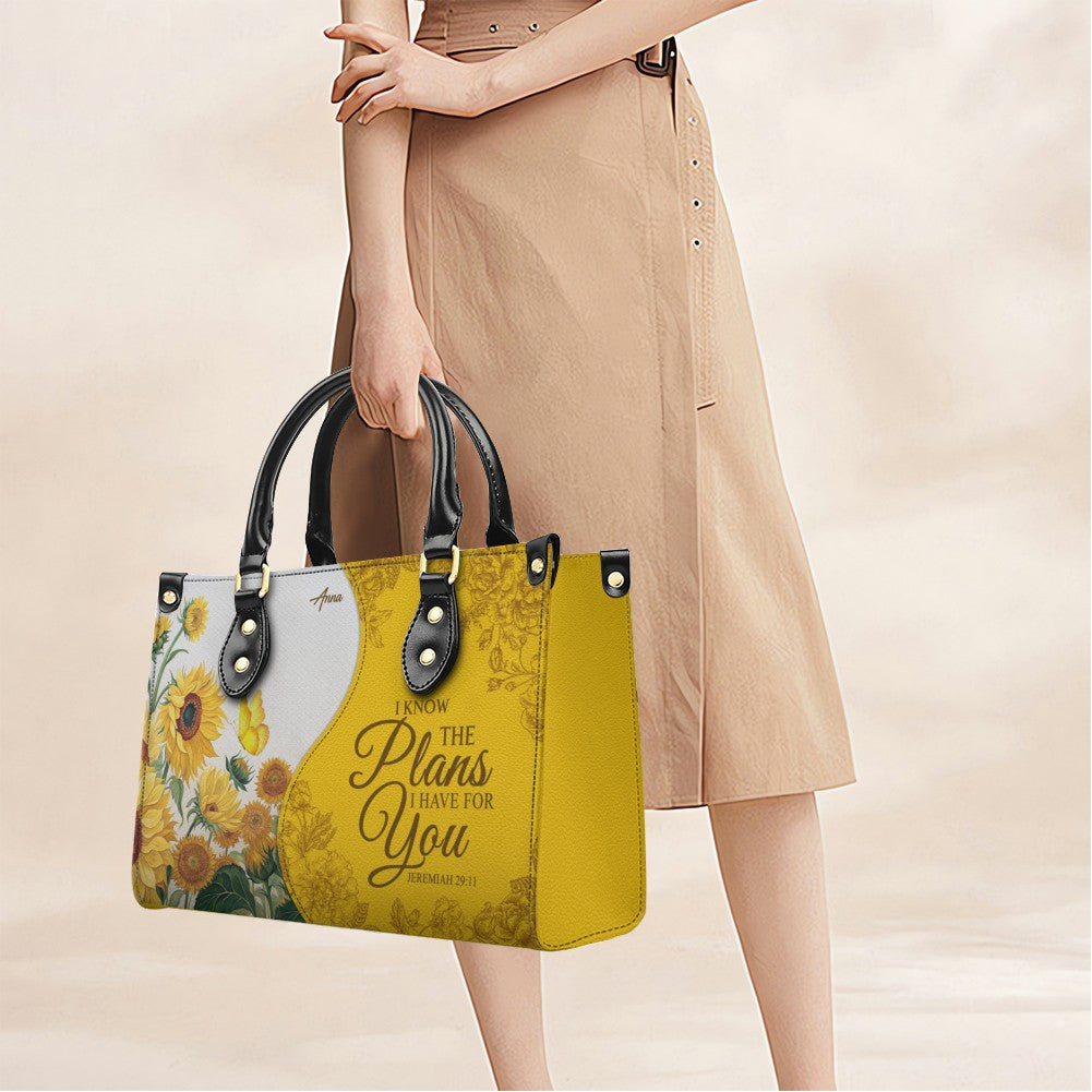 SET Sunflower – Personalized Leather Handbag & Wallet | Christian Faith-Inspired Gift by