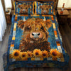 Sunny Highland Cow 3-Piece Quilted Bedding Set NCU0TH909
