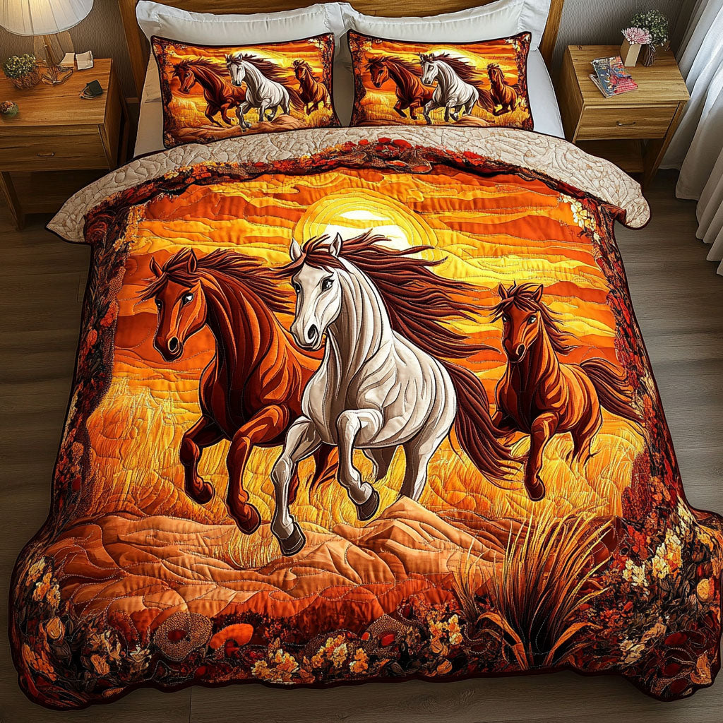 Sunset Gallop 3-Piece Quilted Bedding Set NCU0NT3743