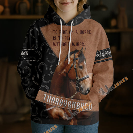 Uni Winter Thoroughbred Horse Lover Personalized 3D Hoodie