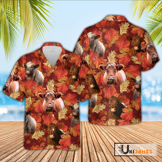 Uni Shorthorn Autumn Farm 3D Hawaiian Shirt